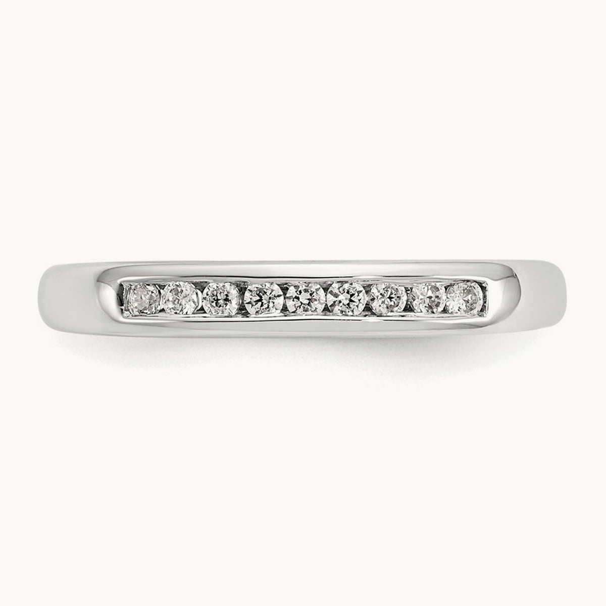 9-Stone Diamond Channel Band, 14K White Gold