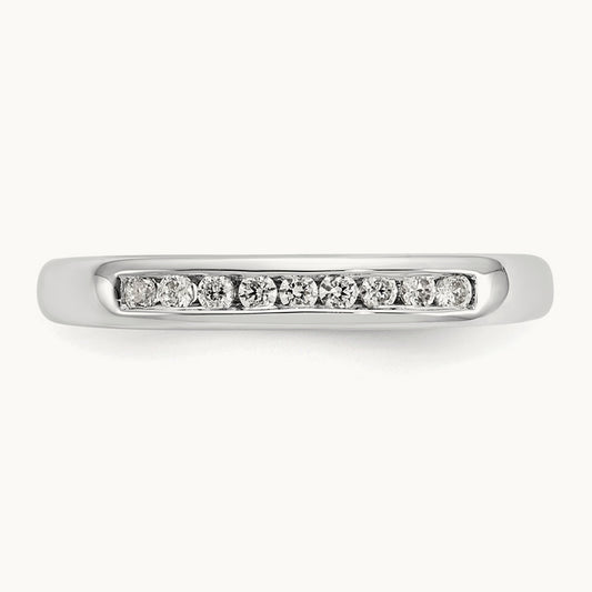 9-Stone Diamond Channel Band, 14K White Gold