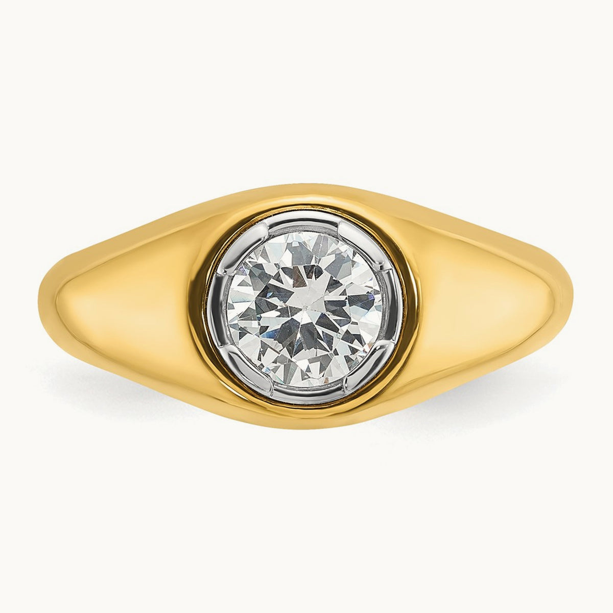 Round Men's Ring, 1.00 ct tw Lab-Grown Diamond — 14K Yellow Gold