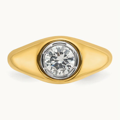 Round Men's Ring, 1.00 ct tw Lab-Grown Diamond — 14K Yellow Gold