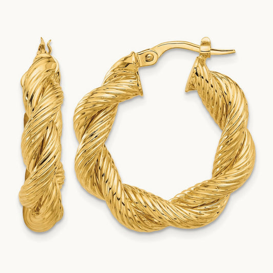 Polished and Textured Twisted Hoop Earrings — photo set