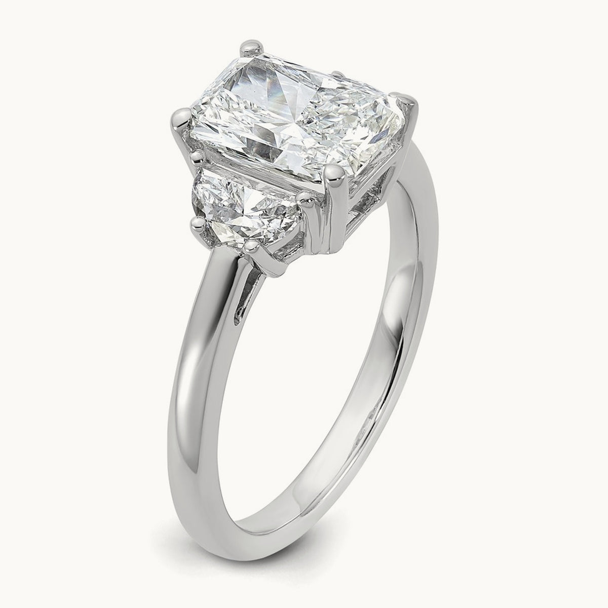Radiant & 1/2 Moon Engagement Ring, 1.25-4.00 ct tw Lab-Grown Diamond — 2 1/2 ct, 14K White Gold