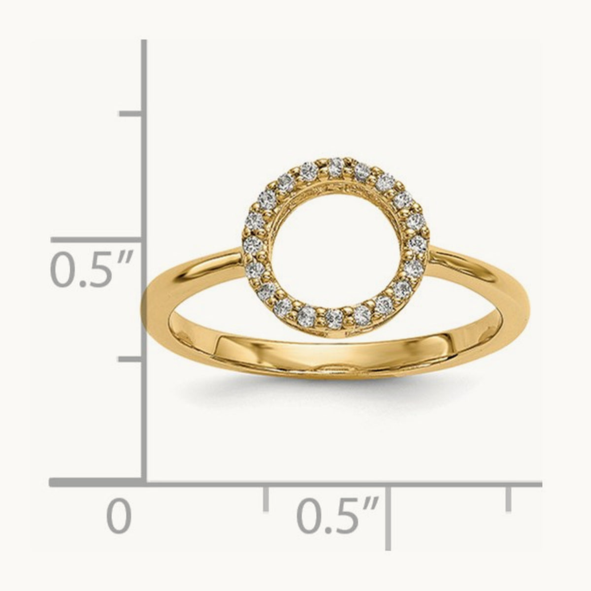 Diamond Open Circle Ring — 14K Yellow Gold