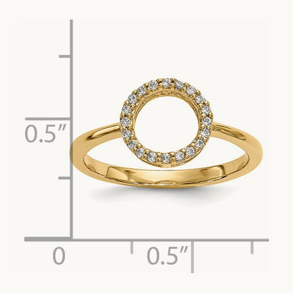 Diamond Open Circle Ring — 14K Yellow Gold