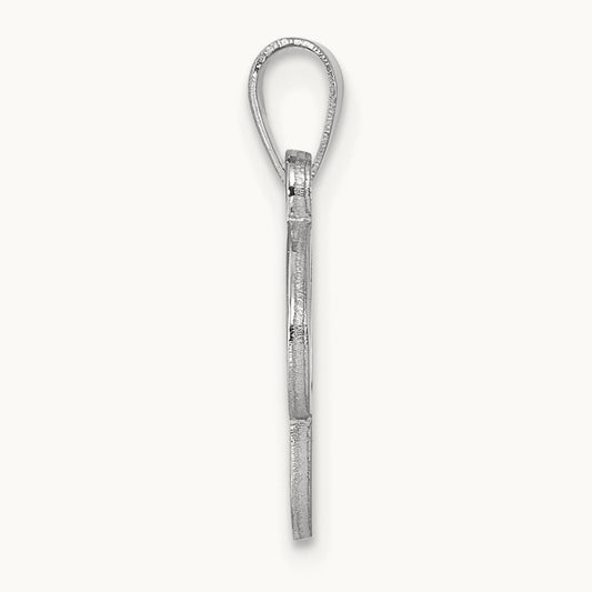 White Gold Script Letter C Initial Pendant, 14K White Gold