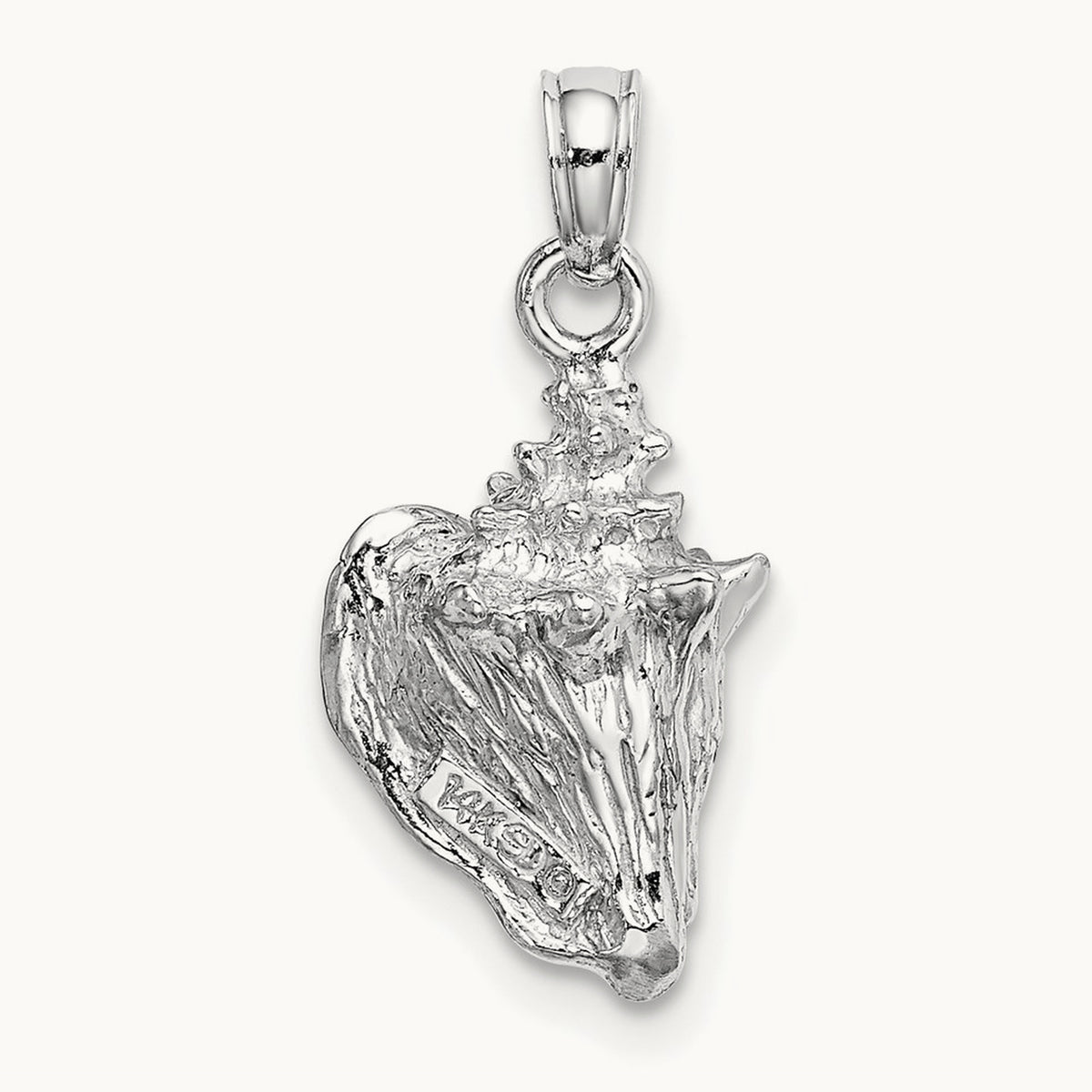 3-D Conch Shell Charm — 14K White Gold, 14.8mm