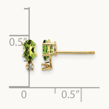 Diamond & Peridot Birthstone Earrings, 14K