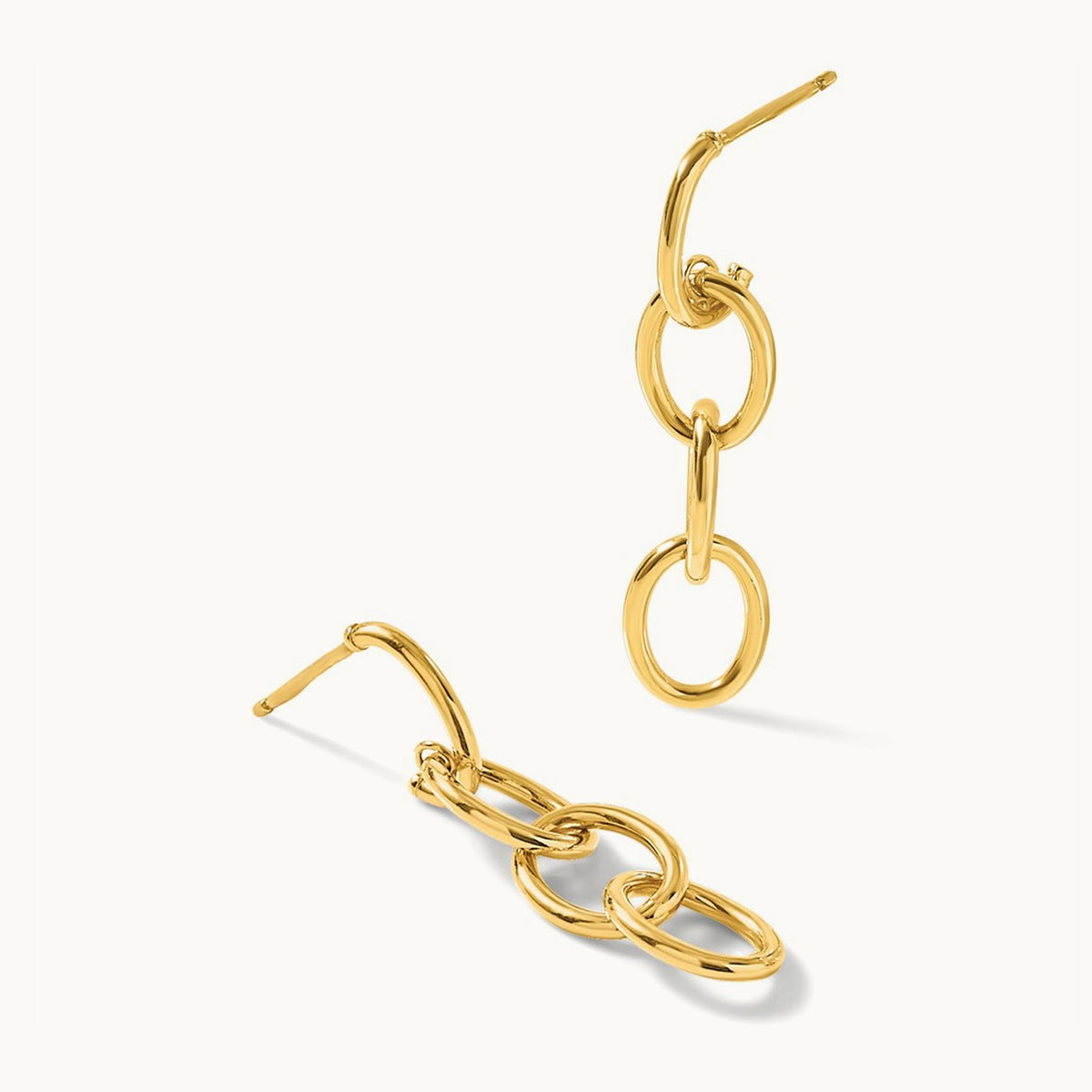 Polished Triple Circle Link Dangle Post Earrings, 14K — Leslie's