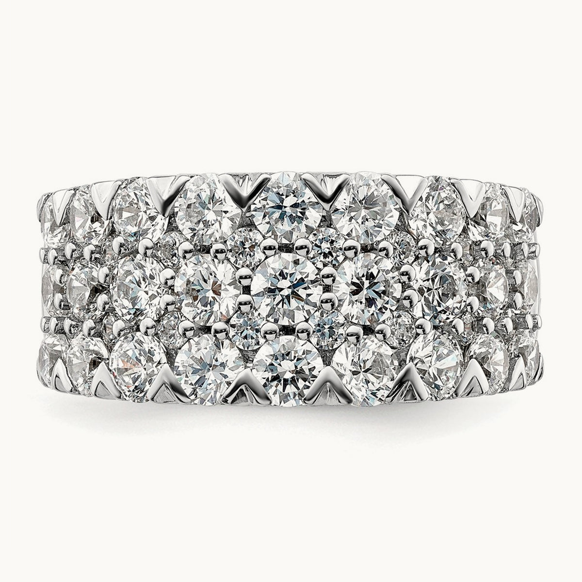 Triple Row Band, 1.50-3.00 ct tw Lab-Grown Diamond — 3 ct, 14K White Gold
