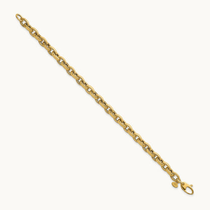 Polished 7.5in Fancy Textured Open Link Bracelet, 14K