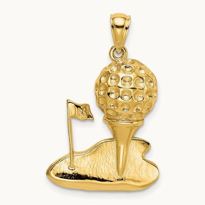 Solid Polished Open-Backed Golf Charm, 14K