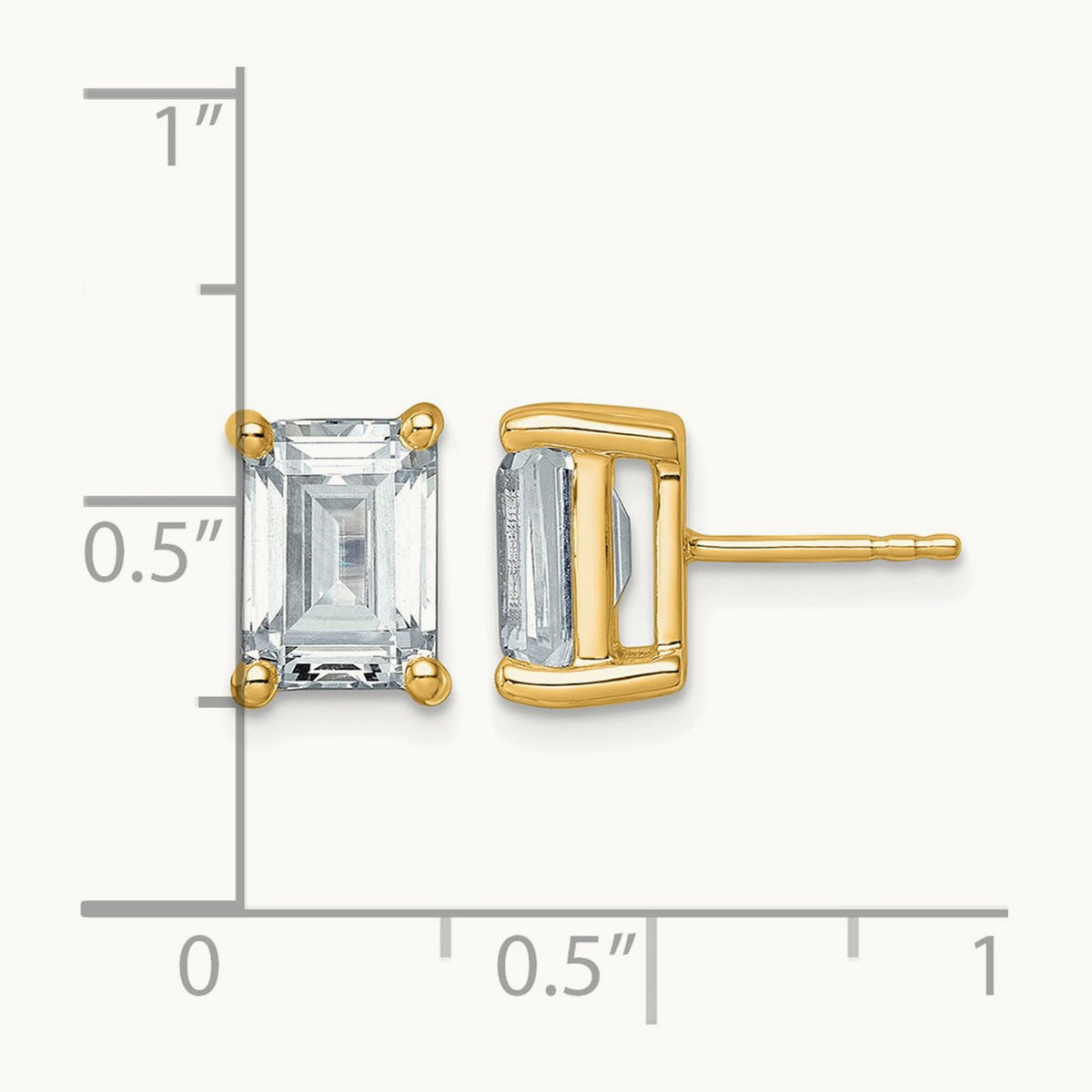 Emerald Four-Prong Stud Earrings, 0.50-6.00 ct tw Lab-Grown Diamond — 5 ct, 14K Yellow Gold