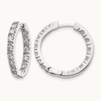 AA Diamond Hinged Hoop Earrings, 14K White Gold