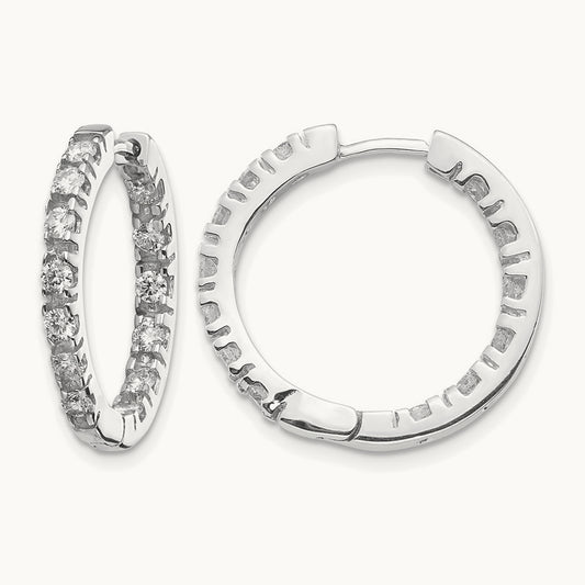 AA Diamond Hinged Hoop Earrings, 14K White Gold