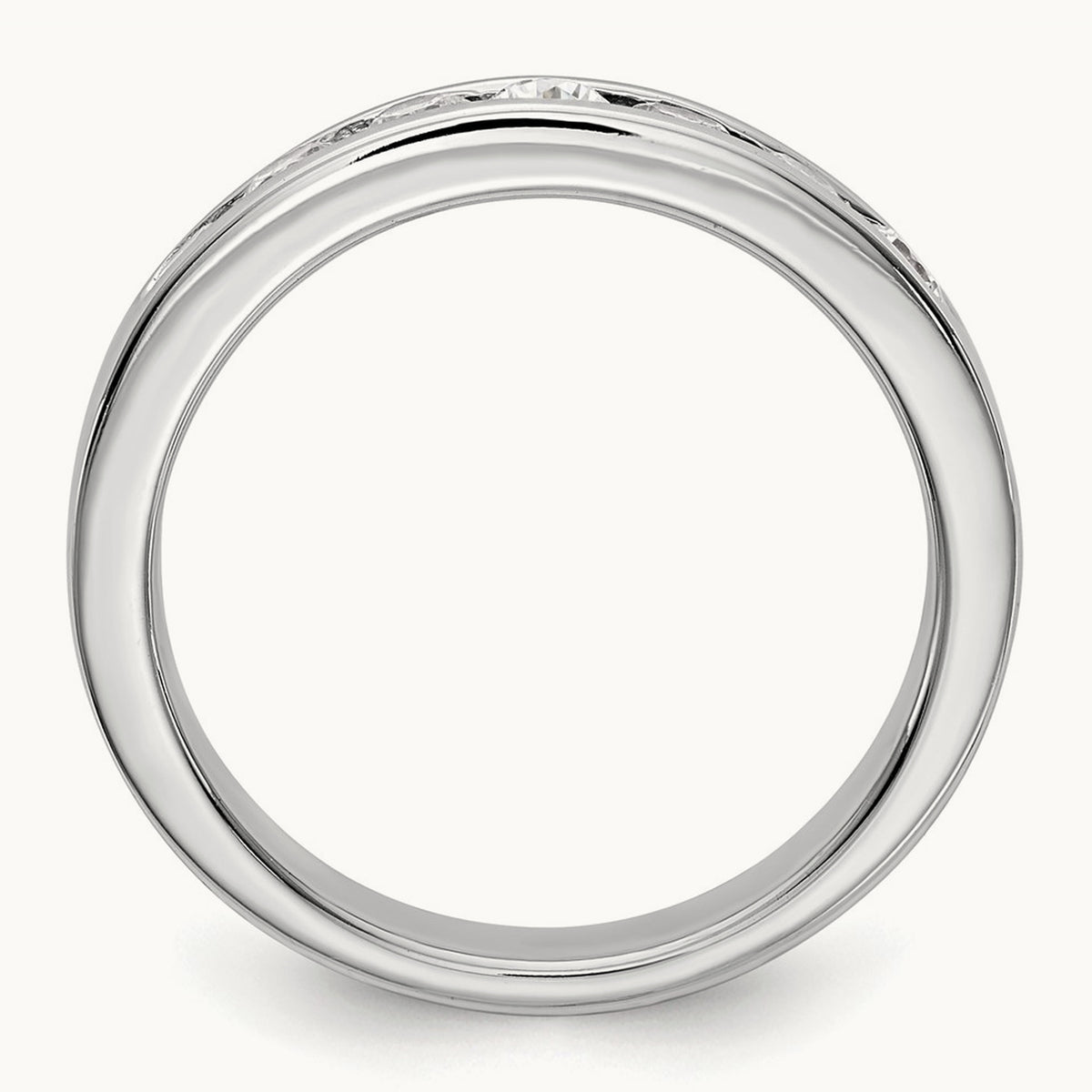 7-Stone Diamond Channel Band, 14K White Gold