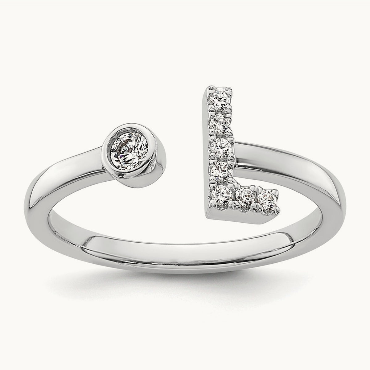 Initial L Adjustable Ring, 0.10 ct tw Lab-Grown Diamond