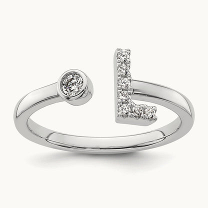 Initial L Adjustable Ring, 0.10 ct tw Lab-Grown Diamond