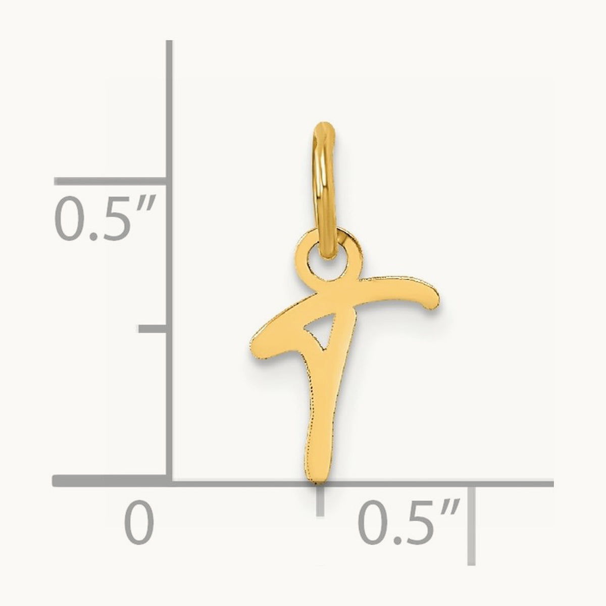 Uppercase Initial Charm — 14K Yellow Gold, T