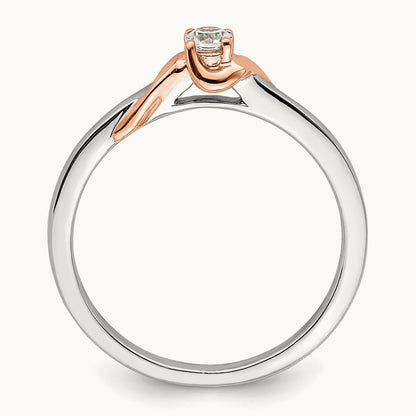First Promise Polish Complete Round Diamond Promise Ring, 14K White with Rose