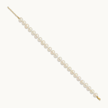 8- Near Rnd FWC Pearl Earring w/1in ext Bracelet w/2in Necklace Set, 9mm, 14K