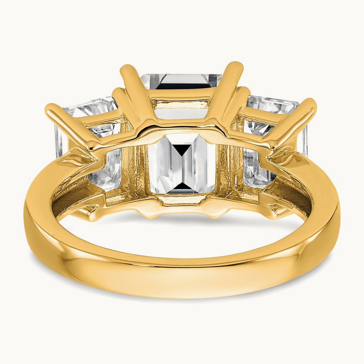 Emerald 3 Stone Engagement Ring, 1.50-4.25 ct tw Lab-Grown Diamond — 4 1/5 ct, 14K Yellow Gold
