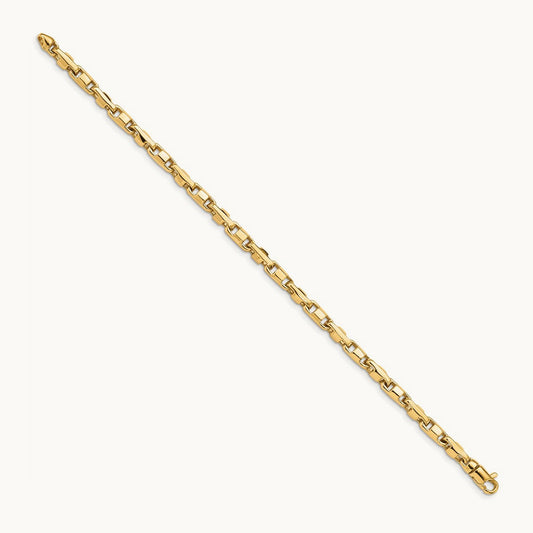 Hand-polished Fancy Link Bracelet, 4mm, 14K