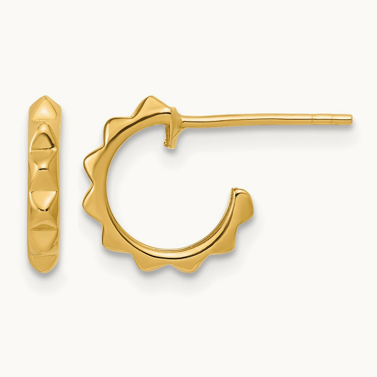 Polished Geometric C-Hoop Post Earrings, 14K — Leslie's
