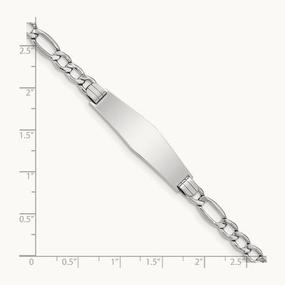 WG Polished Semi-Solid Soft Diamond Shape Figaro ID Bracelet, 14K
