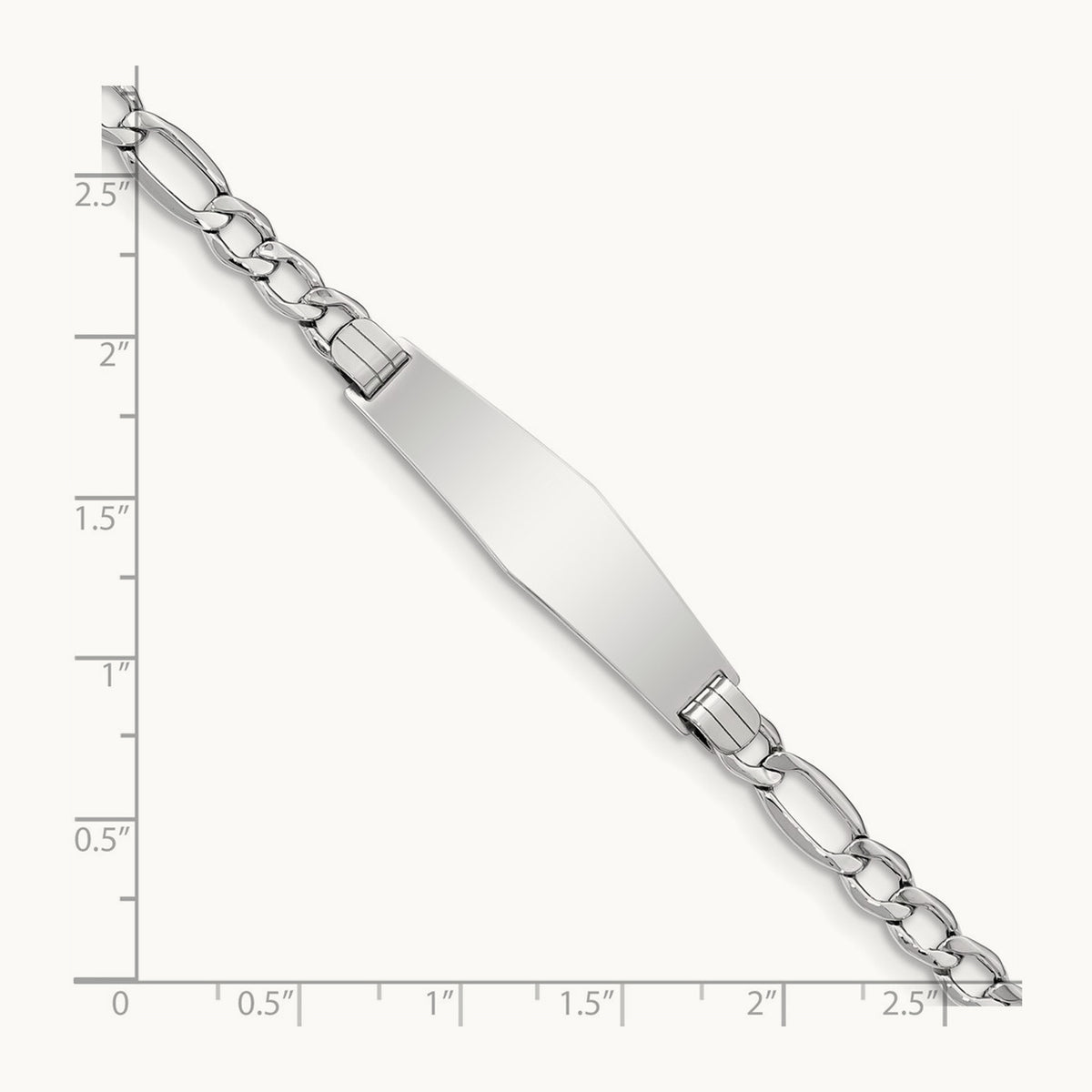 WG Polished Semi-Solid Soft Diamond Shape Figaro ID Bracelet, 14K