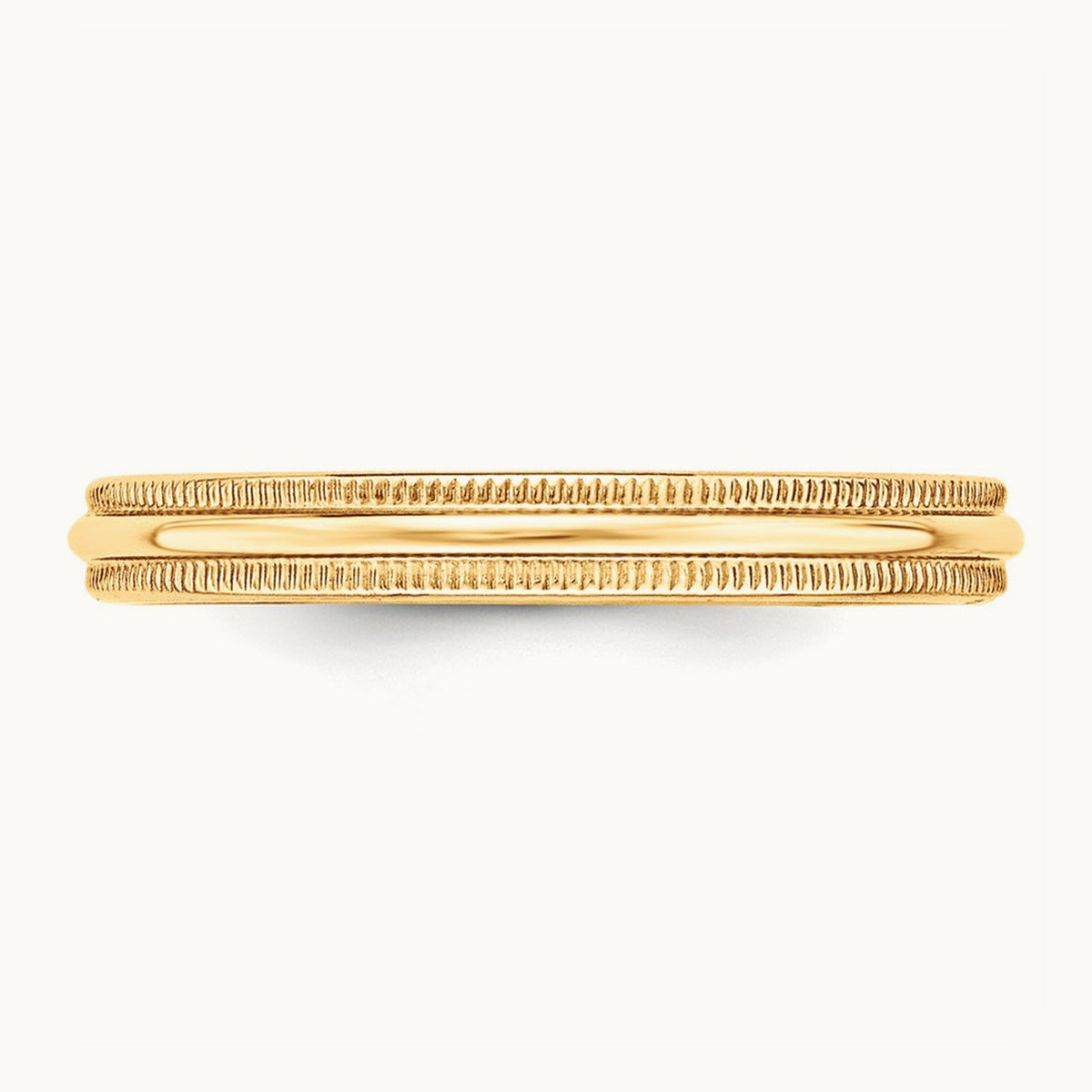 Lightweight Milgrain Half Round Band, 3mm, 10K Yellow Gold
