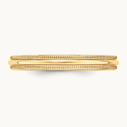 Lightweight Milgrain Half Round Band, 3mm, 10K Yellow Gold