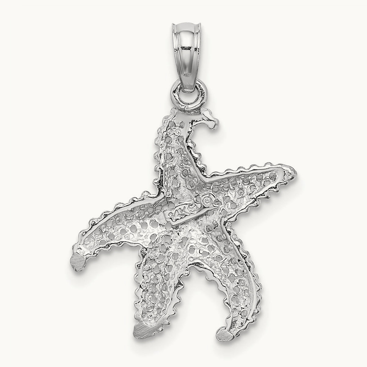 Polished Open-Backed Starfish Pendant — 14K White Gold