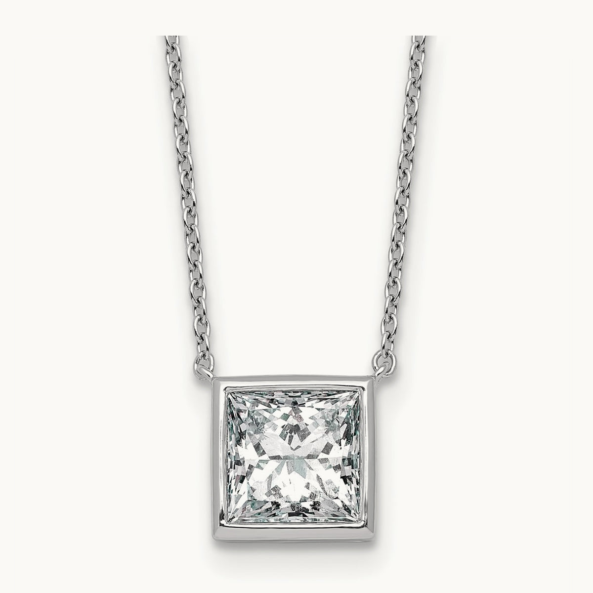 Princess Bezel Set Pendant, 1.00-4.00 ct tw Lab-Grown Diamond — 2 1/2 ct, 14K White Gold