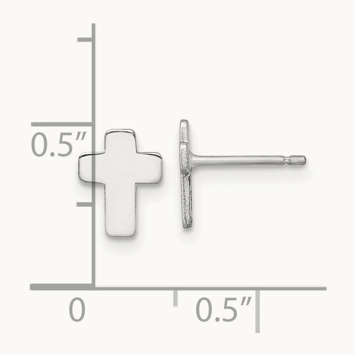 Polished Cross Post Earrings — 14K White Gold
