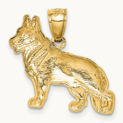 Diamond-cut German Shepherd Pendant, 14K