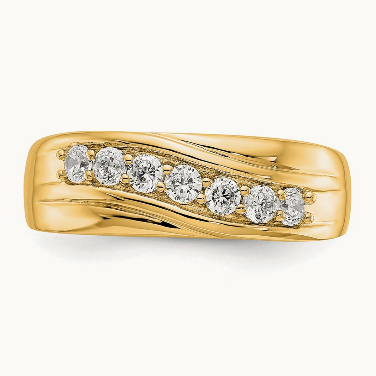 Seven Stone Men's Ring, 0.50 ct tw Lab-Grown Diamond — 14K Yellow Gold