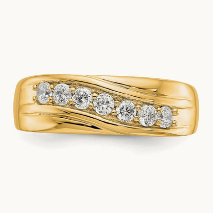 Seven Stone Men's Ring, 0.50 ct tw Lab-Grown Diamond — 14K Yellow Gold