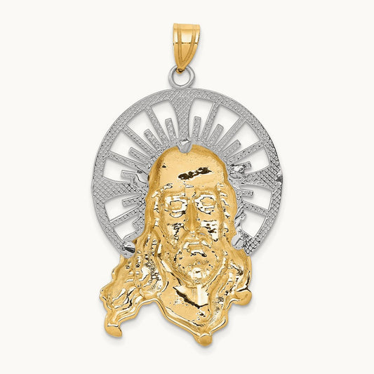 Tri-color Diamond-cut Christ Pendant, 14K