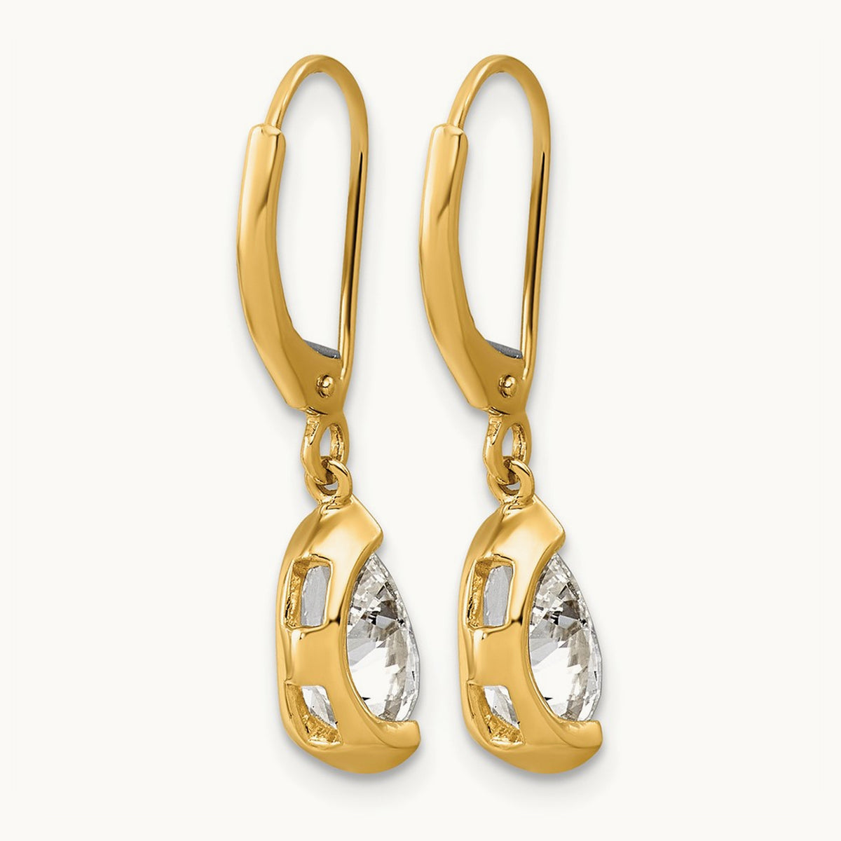 Pear Half Bezel Set Leverback Earrings, 2.00 ct tw Lab-Grown Diamond