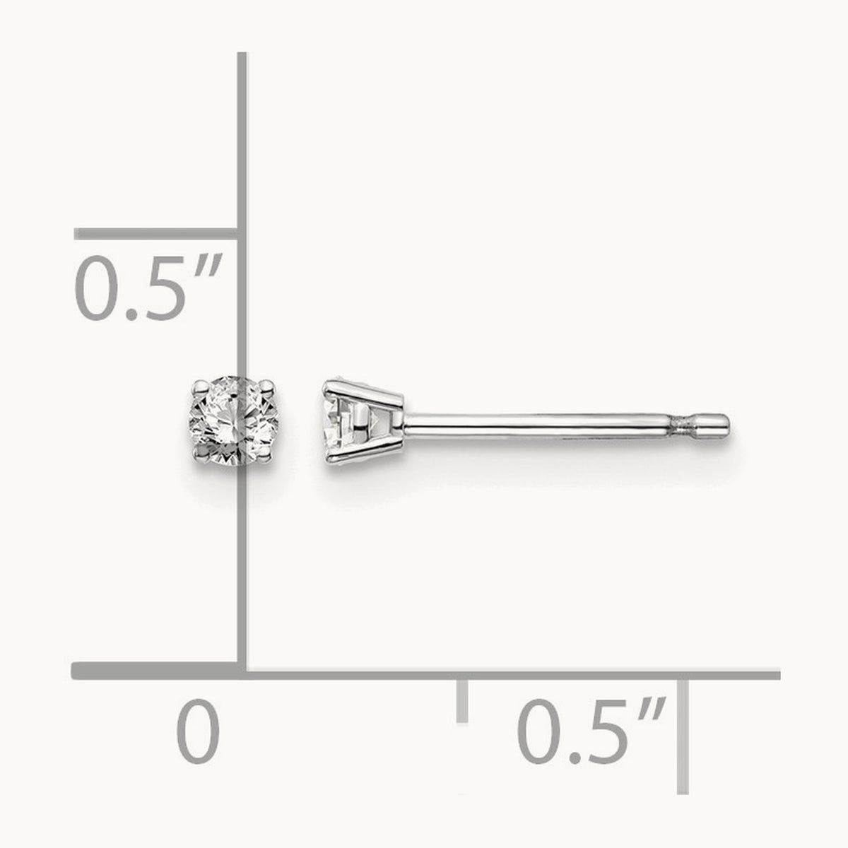 Round Diamond Stud Earrings — 14K White Gold, 0.10 ct tw, I1 J-K · push back