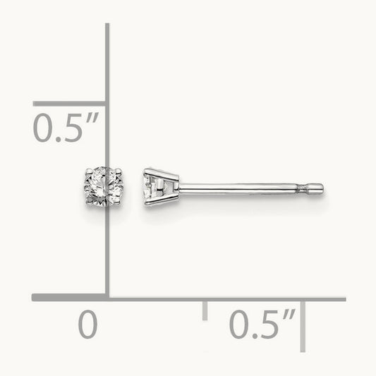 .10ct I1 J-K Diamond Stud Push-on Post Earrings, 14K White Gold