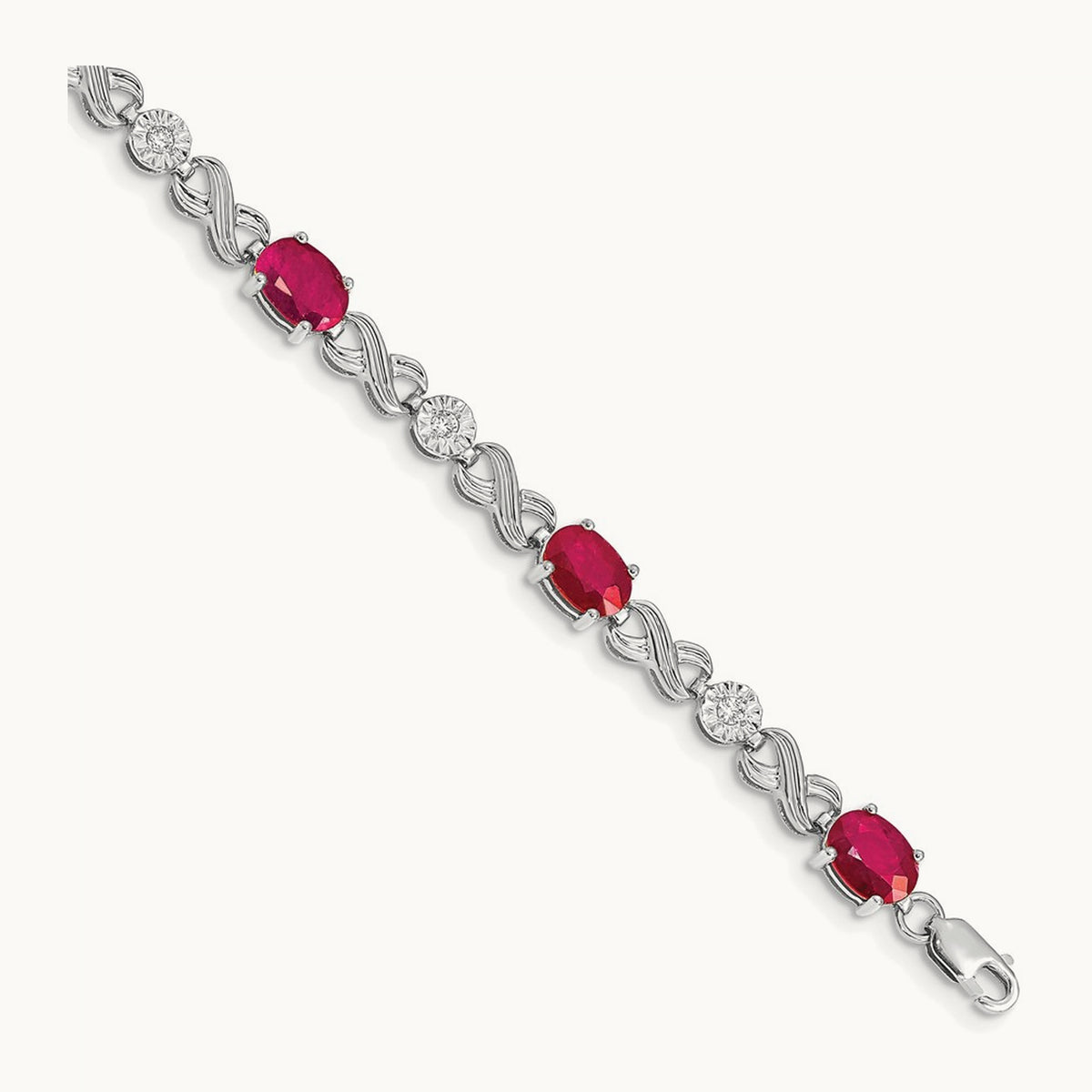 Diamond and Ruby Infinity Bracelet — 14K White Gold, 7.25mm