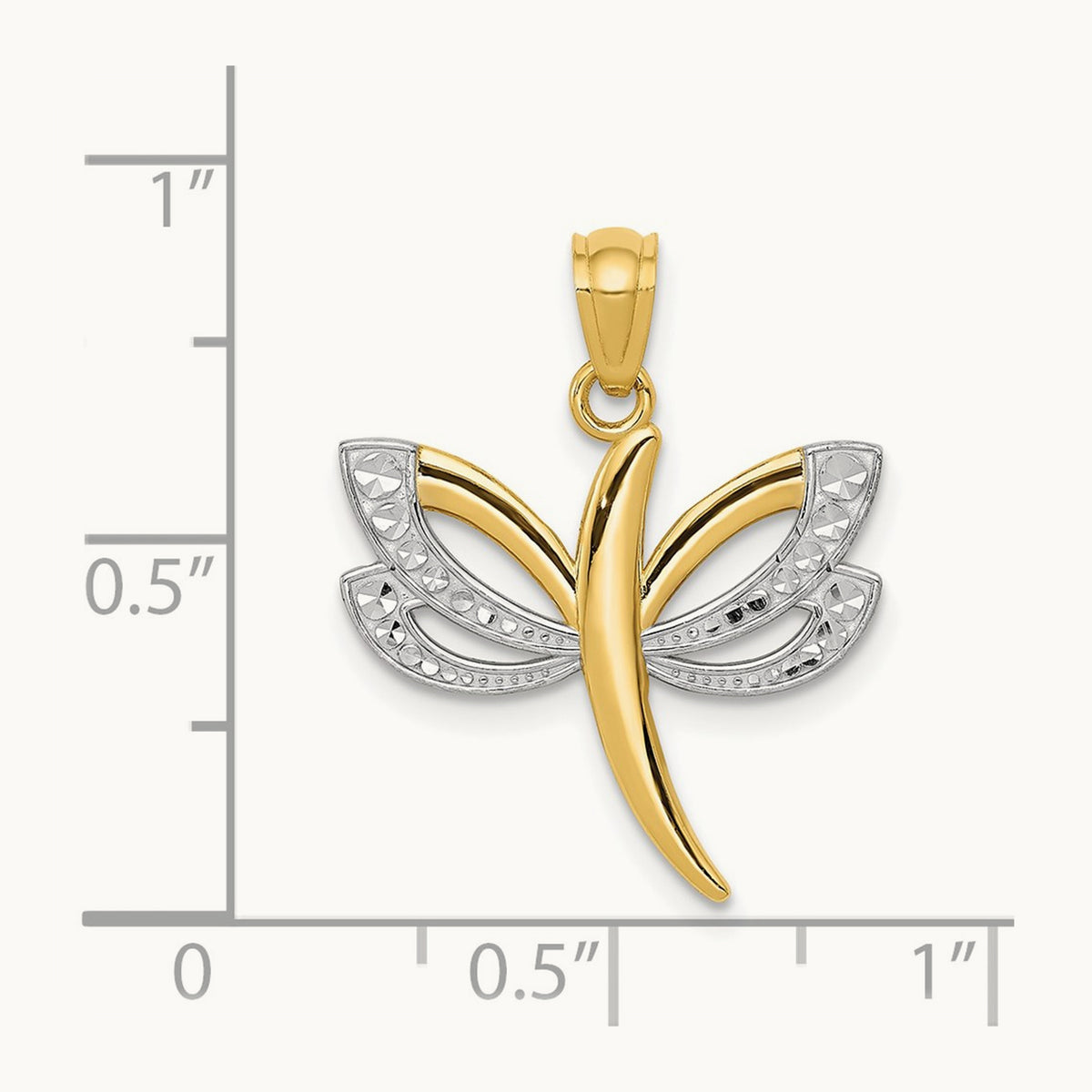 w/Rhodium Dragonfly Pendant, 14K