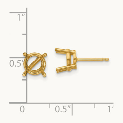 Cushion Earring Mountings, 7mm, 14K