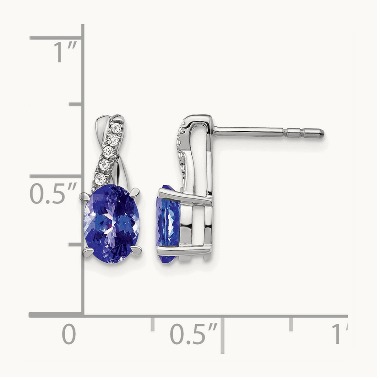 Tanzanite and Diamond Earrings, 14K White Gold