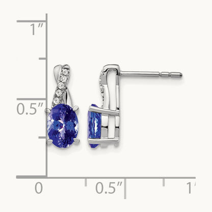 Tanzanite and Diamond Earrings, 14K White Gold