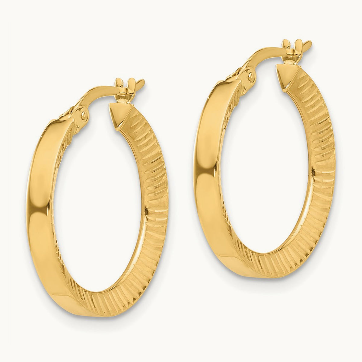 Polished and Diamond-cut Hoop Earrings — 19mm