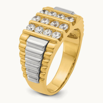 Grooved 4 Row Men's Ring, 1.00 ct tw Lab-Grown Diamond