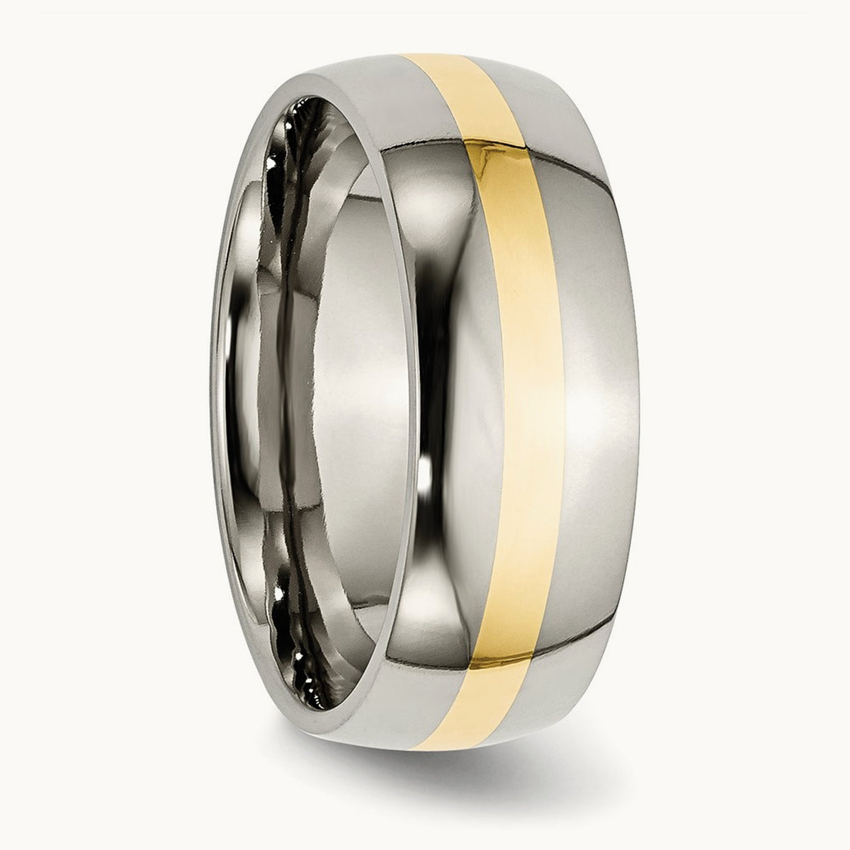 Polished w/ Inlay Band — 14K Two-Tone Gold, 8mm