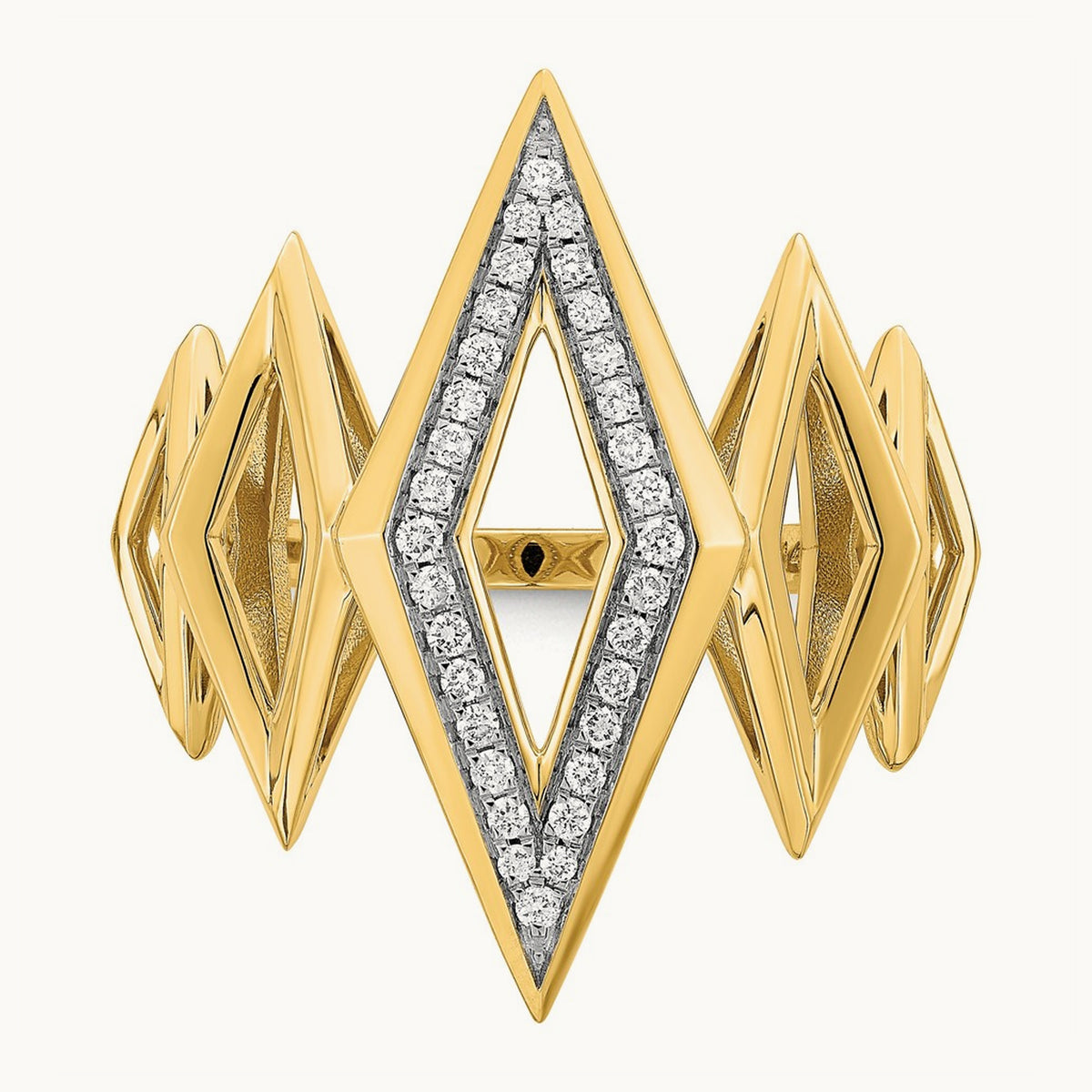 Polished Fancy Geometric Diamond Ring, 14K